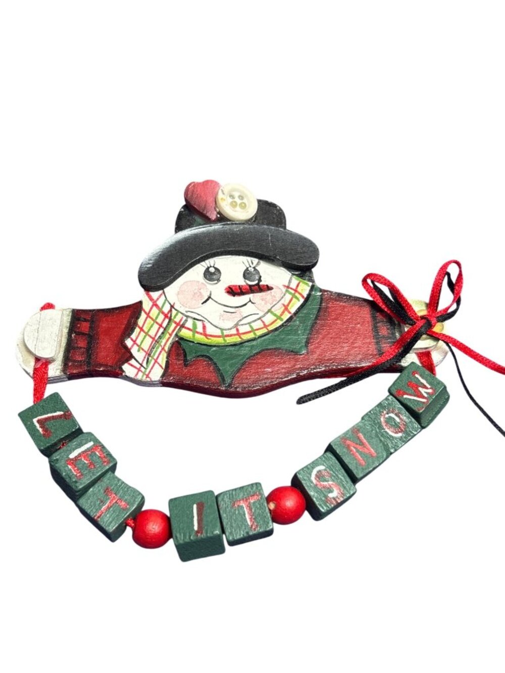 Vintage Handmade Snowman Brooch Pin Let It Snow Hand Painted 4 inches